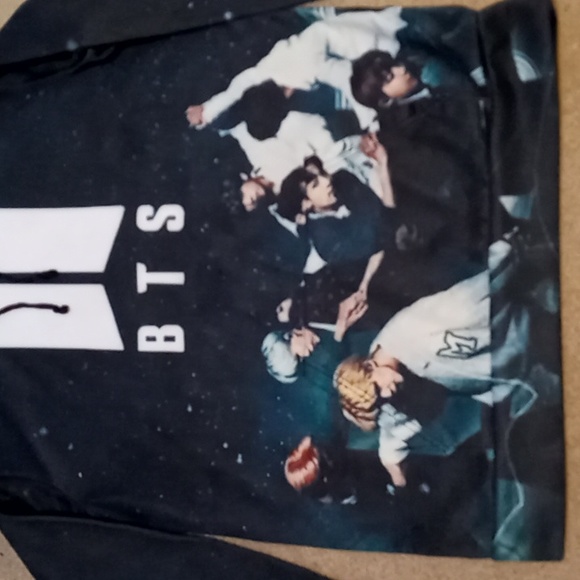 BTS light-weight black hoodie, Kids M - Picture 2 of 5